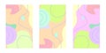 Set three Abstract backgrounds. Hand drawn various shapes and doodle objects. with an attractive and attractive style Contemporary