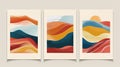 Set of three abstract colorful posters, warm colours Royalty Free Stock Photo