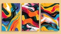 Set of three abstract colorful posters, warm colours Royalty Free Stock Photo