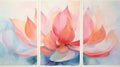 Set of Three Abstract Watercolor Lotus Petals AI Generated