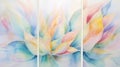 Set of Three Abstract Watercolor Lotus Petals AI Generated