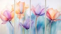 Set of Three Abstract Watercolor Lotus Petals AI Generated