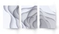 Set of three abstract white paper cut banners Royalty Free Stock Photo