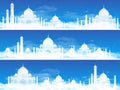 Set of three backgrounds with muslim feast of the holy month of Ramadan. 3D vector. High detailed realistic illustration