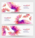 Set of three banners, abstract headers, with colorful floral elements Royalty Free Stock Photo