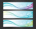 Set of three banners, Abstract headers with lighting wave Royalty Free Stock Photo