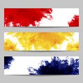 Set of three banners with paint splashes