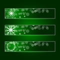 Set of three banners with snowflakes. Vector