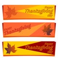 Set of three banners for Thanksgiving day composed of triangles. Royalty Free Stock Photo