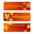 Set of three banners for Thanksgiving day. Royalty Free Stock Photo