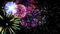 Set Of three beautiful festive fireworks Royalty Free Stock Photo