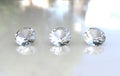 Set of three beautiful round diamonds Royalty Free Stock Photo