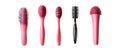Set of Three Black Hairbrushes Against Transparent Background Royalty Free Stock Photo