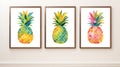 Set of Three Bold Watercolor Pineapple Skin Textures AI Generated