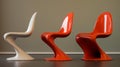 Set Of Three Brightly Colored Modern Chairs In Biomorphic Style