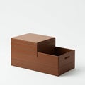 A set of three brown leather boxes with lids arranged in a staggered formation. The Royalty Free Stock Photo