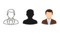 Business Man Avatar Icons: Outline, Silhouette, and Color Royalty Free Stock Photo