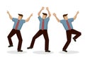 A set three businessman dancing with joy. Concept of successful entrepreneur or winning a corporate deal