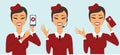 Set of three cabin crew characters Royalty Free Stock Photo