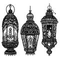 Set of three candle lantern stencils, eid al adha