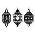 Set of three candle lantern stencils, eid al adha