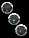 Set of three car dashboard gauges Royalty Free Stock Photo