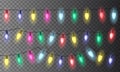 Set of three chains of colorful Christmas lights or celebration