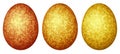 Set of three colored Easter eggs