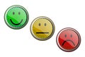 Set of three colored smiley icon vector isolated on a white background Royalty Free Stock Photo