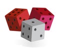 Set of three colorful dices (vector) Royalty Free Stock Photo