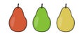 A set of three coloured pears