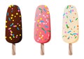 Set of three colourful ice-creams