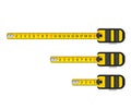 Set of three construction tape measures. building tool