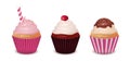 Set of three Cupcakes. Royalty Free Stock Photo