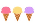 Set of three cute colorful cartoon ice cream. Royalty Free Stock Photo