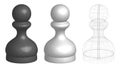 Set of three 3d chess pawns Royalty Free Stock Photo
