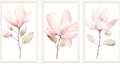 Set of Three Delicate Watercolor Magnolia Blooms AI Generated Royalty Free Stock Photo