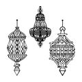 Set of three candle lantern stencils, eid al adha