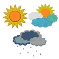 Set of three different weather symbols