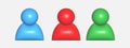 A set of three-dimensional icons of a profile, participant or user Royalty Free Stock Photo