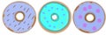 A set of three donuts with blue glaze. raster illustration for design