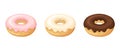 Set of three donuts. Vector illustration. Royalty Free Stock Photo