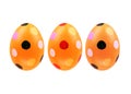 Set of three easter eggs isolated on white background for design Royalty Free Stock Photo