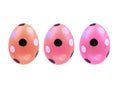 Set of three easter eggs isolated on white background for design Royalty Free Stock Photo