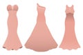 Set of three evening cocktail dresses color of tea rose