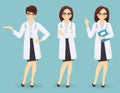 Set of three female doctors in different poses Royalty Free Stock Photo
