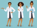 Set of three female doctors in different poses Royalty Free Stock Photo