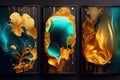 set of three fire abstraction banners. Generative AI Royalty Free Stock Photo