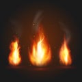 Set of three fire illustration.