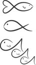 Set of three fish illustrations